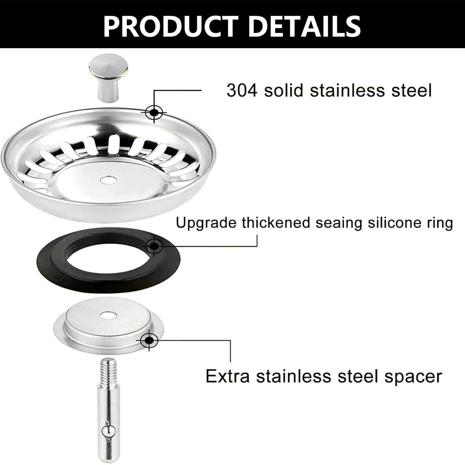 Limitless Card Mounted 2 IN 1 Sink Strainer, Effortlessly Trap Debris & Keep Your Sink Clog-Free Anti Clogging Sink Filter With Hair Catcher, Bathroom Stainless Steel Sink Drain Filter (STEEL-2PC1)